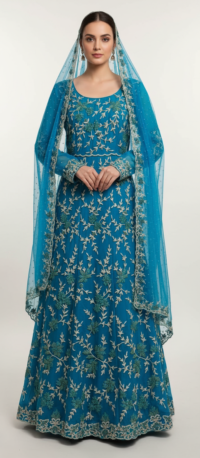 LAD CHURIDAR-GOWN-NET-M/DC-6/12320